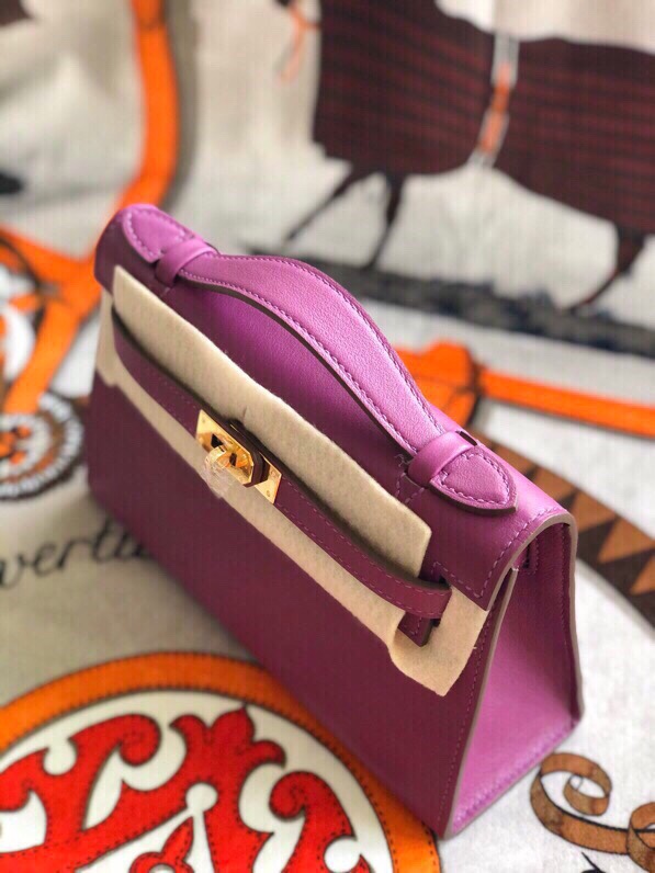 에르메스 미니 켈리백22 아네몬느 금장 스위프트